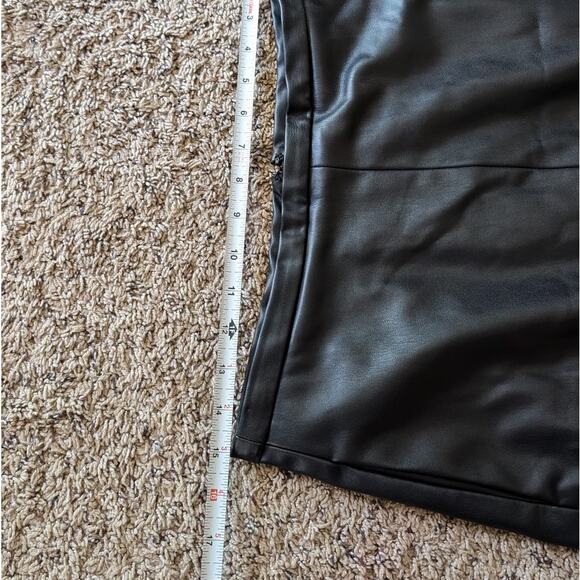 Joe's Doreen Black Cross Seamed Vegan Leather A-line Midi Skirt, size L - Picture 8 of 10